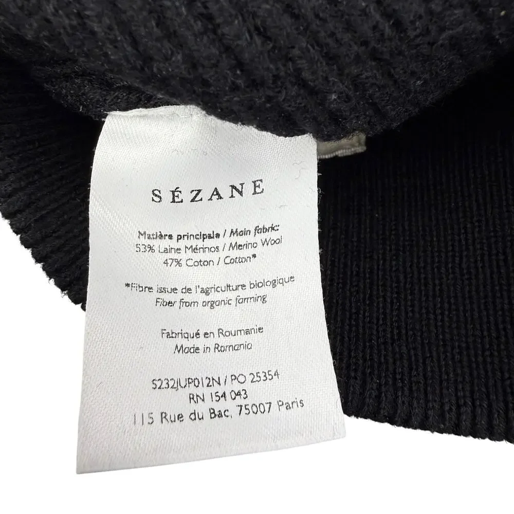 SEZANE Naella Wool Blend Skirt Black Size Medium - Picture 7 of 8